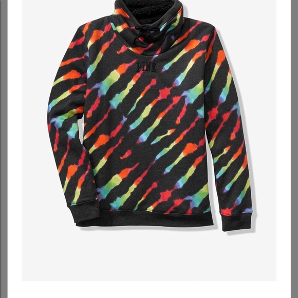 VS PINK COWL NECK SHERPA LINED PULLOVER SWEATER Small - Picture 2 of 2